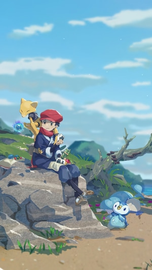 Pokemon Legends: Arceus - Trainer with Abra and Piplup