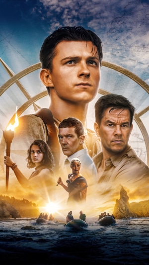Uncharted Movie Poster with Tom Holland and Mark Wahlberg
