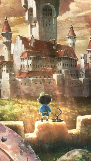 Prince Bojji from Ranking of Kings in front of a castle
