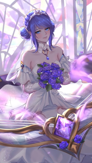 Sona from League of Legends Crystal Rose skin