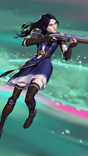Caitlyn from Arcane holding a rifle