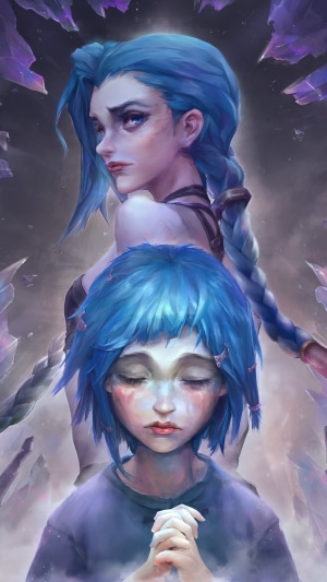 Jinx from Arcane with her younger self