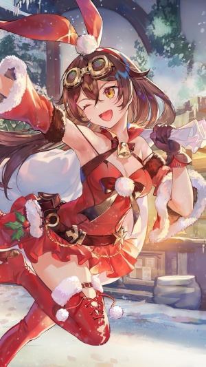 Amber from Genshin Impact in Christmas outfit