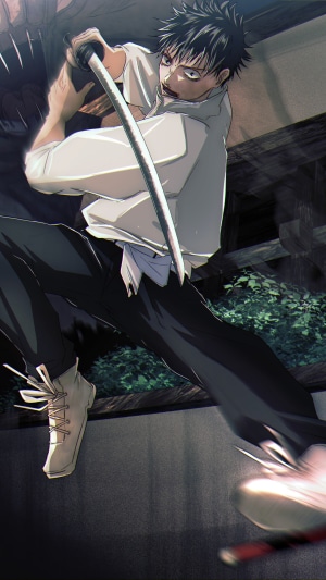 Yuta Okkotsu from Jujutsu Kaisen 0 with a sword