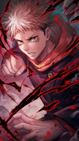 Yuji Itadori in Jujutsu Kaisen Action Pose