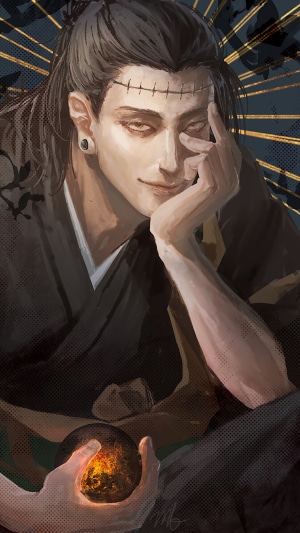 Suguru Geto from Jujutsu Kaisen holding a cursed object