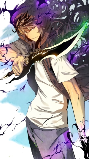 Sung Jinwoo from Solo Leveling with a sword