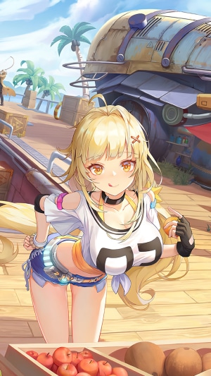 Girl from Tower of Fantasy holding an orange