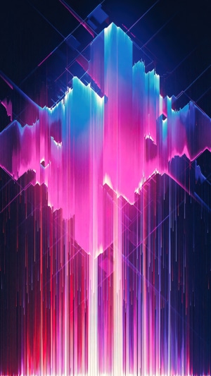 Abstract Glitch Art with Pink and Blue Colors