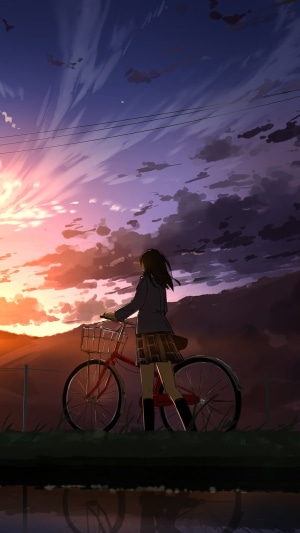 Anime, Scenery, Sunset, 4k HD Phone Wallpaper | Rare Gallery