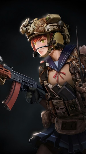 Anime Soldier Girl with Rifle