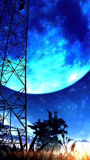 #1381571 Moon, Night, Sky, Scenery, Sunrise, Anime - Rare Gallery HD ...