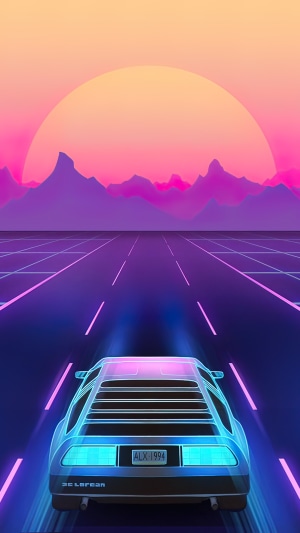 Retrowave, Sunset, Car, Synthwave, Digital Art HD Phone Wallpaper ...