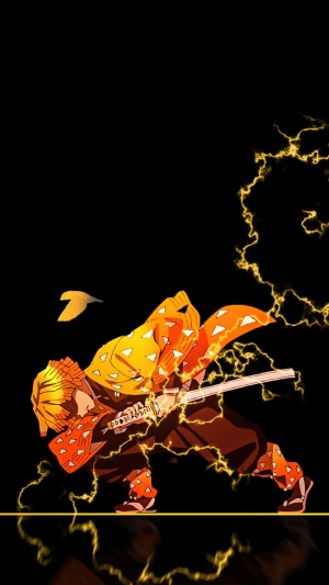 Zenitsu Agatsuma from Demon Slayer with lightning