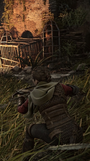 Amicia from A Plague Tale: Requiem aiming a crossbow