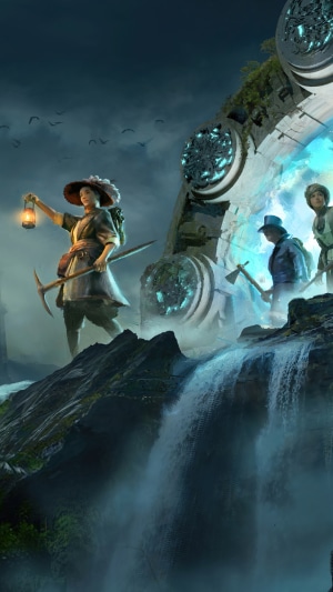 Nightingale video game characters near portal