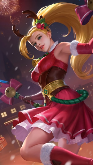 Karina from Mobile Legends in Christmas outfit