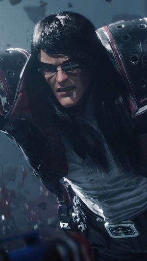Gungrave Gore character with glasses and long hair
