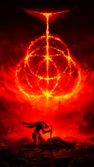 Elden Ring The Tarnished kneeling before the Erdtree