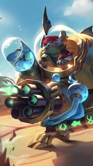 Fizz from Legends of Runeterra in a mech suit