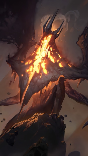 Volcanic creature with glowing lava from Legends of Runeterra