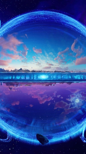 Fortnite portal with reflection and asteroid