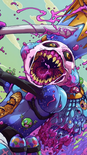 Fortnite character with monstrous head and pink slime