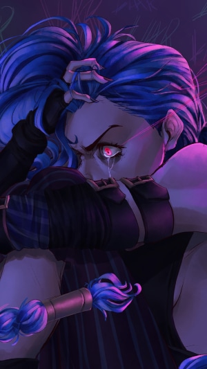 Jinx from Arcane crying