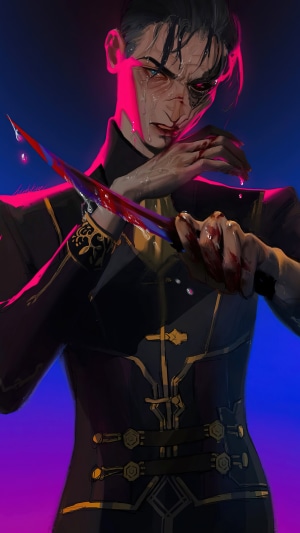 Silco from Arcane holding a bloody knife