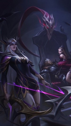 Coven Ahri, Ashe, Cassiopeia, and Evelynn from League of Legends