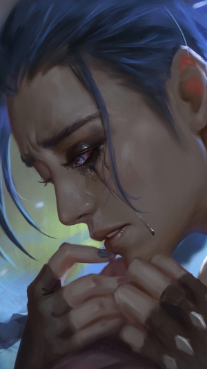 Jinx from Arcane crying