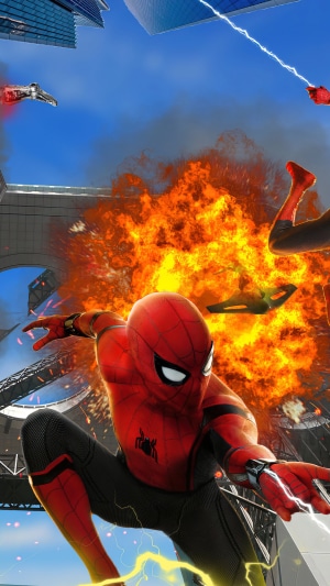 Spider-Man in action with explosion