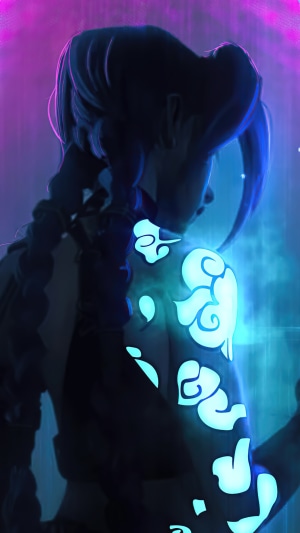 Jinx from Arcane Series with glowing tattoos