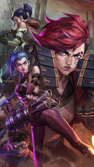 Arcane characters Jinx, Vi, and Caitlyn