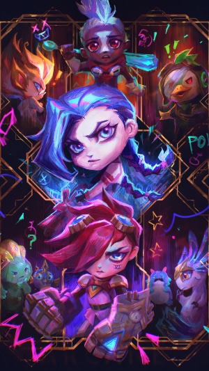 Jinx and Vi from League of Legends with Little Legends