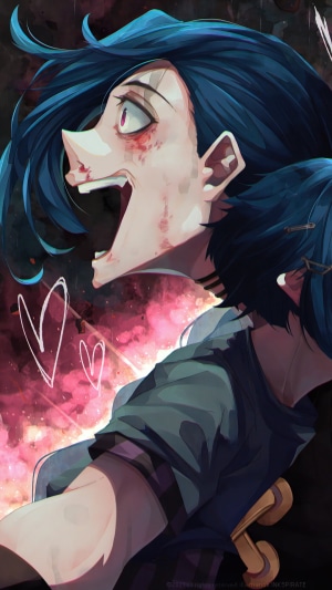 Jinx from Arcane Series with bloody face