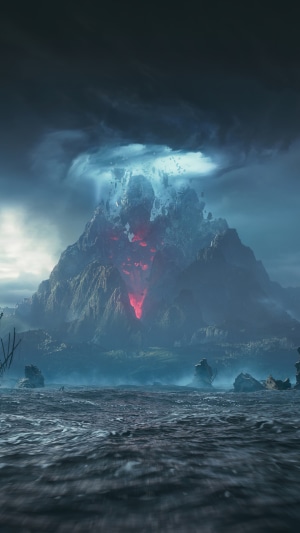Volcanic island in New World video game