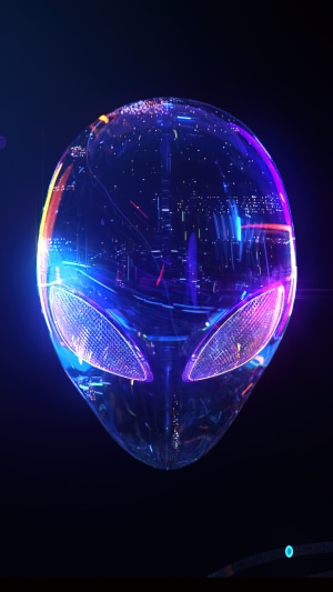 Alienware logo with digital art background