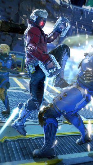 Star-Lord from Marvel's Guardians of the Galaxy fighting Nova Corps