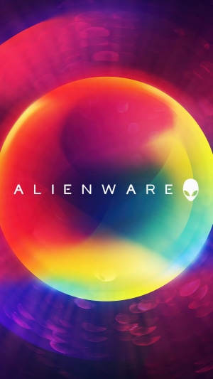 Alienware logo on a colorful abstract background