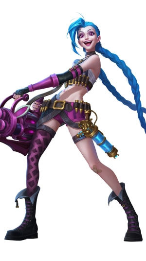Jinx from League of Legends with a large gun