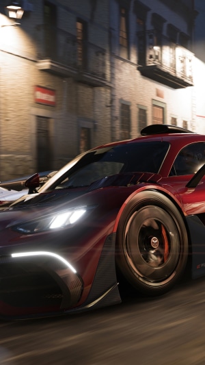 Red Sports Car Racing in Forza Horizon 5