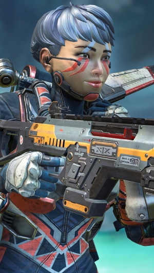 Valkyrie from Apex Legends holding a weapon