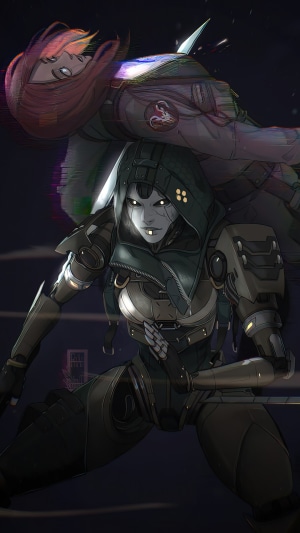 Ash from Apex Legends carrying a person