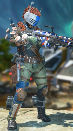 Mirage from Apex Legends holding a weapon