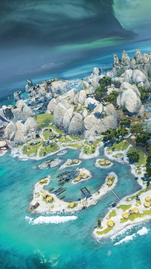 Apex Legends aerial view of islands and ocean