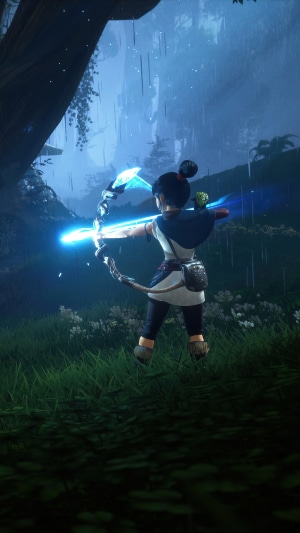 Kena from Kena: Bridge of Spirits aiming bow