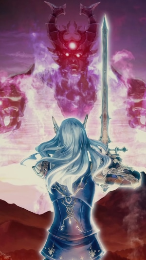 Actraiser Renaissance: Warrior facing a demonic entity