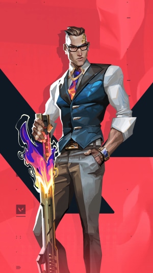 Chamber from Valorant holding a weapon
