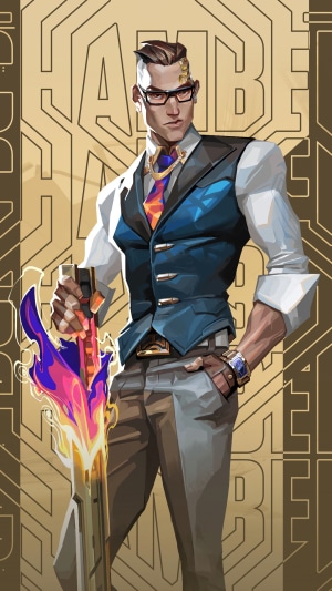 Chamber from Valorant holding a weapon
